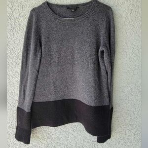 Ann Taylor Charcoal and Black Wool Blend Crew Neck Sweater